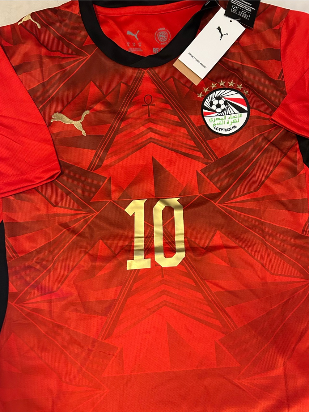 Puma EGYPT National Team MOHAMMAD SALAH Men's JERSEY Red M,L,XL,2X New with tags - Picture 4 of 7